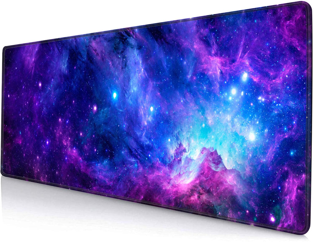 Large Gaming Mouse Pad with Stitched Edges, Galaxy Desk Mat, Extended XL Keyboard Pad, Non-Slip Rubber Base Desk Pad for Keyboard and Mouse, 31.5X11.8 inch