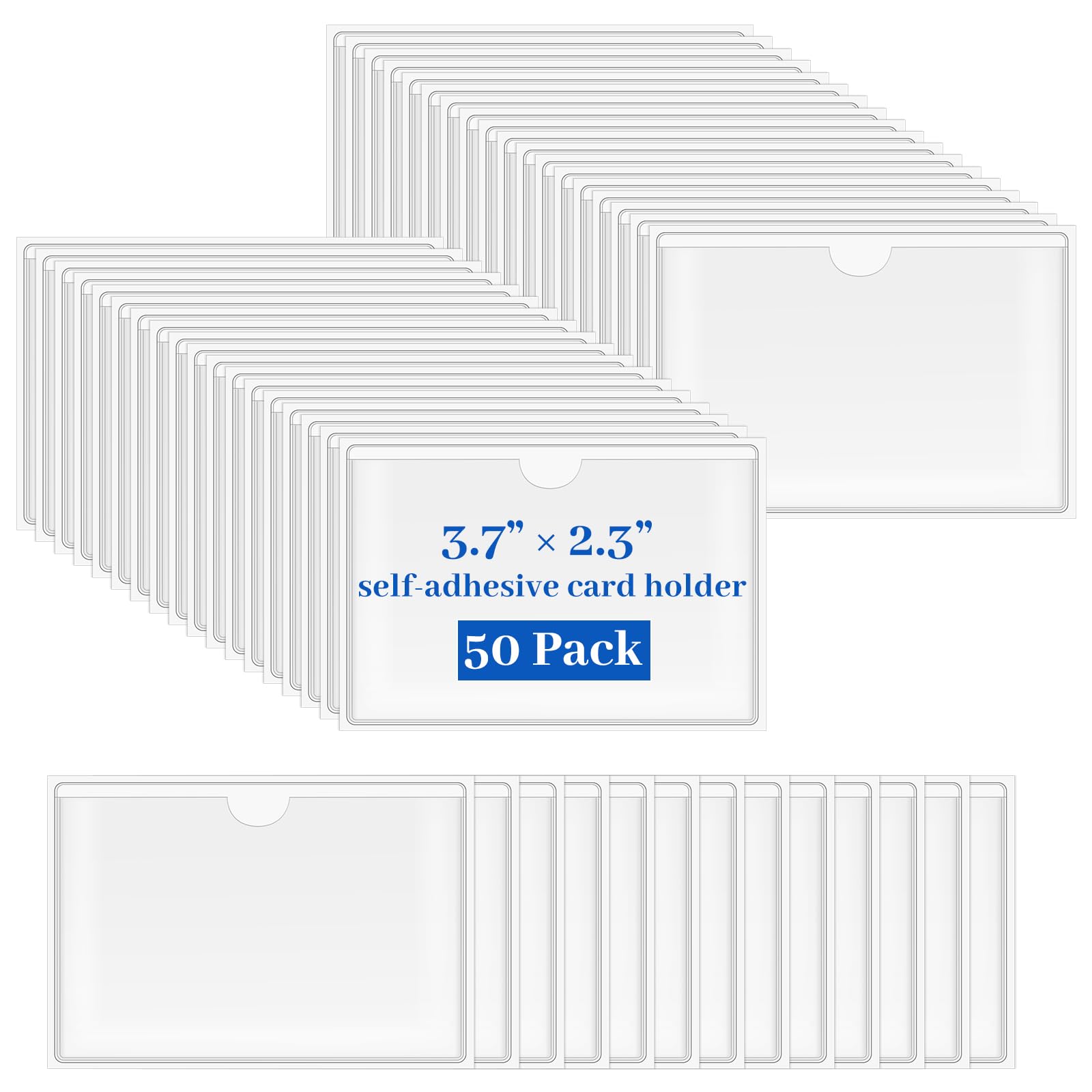 100 Pack Clear Self-Adhesive Business Card Pockets