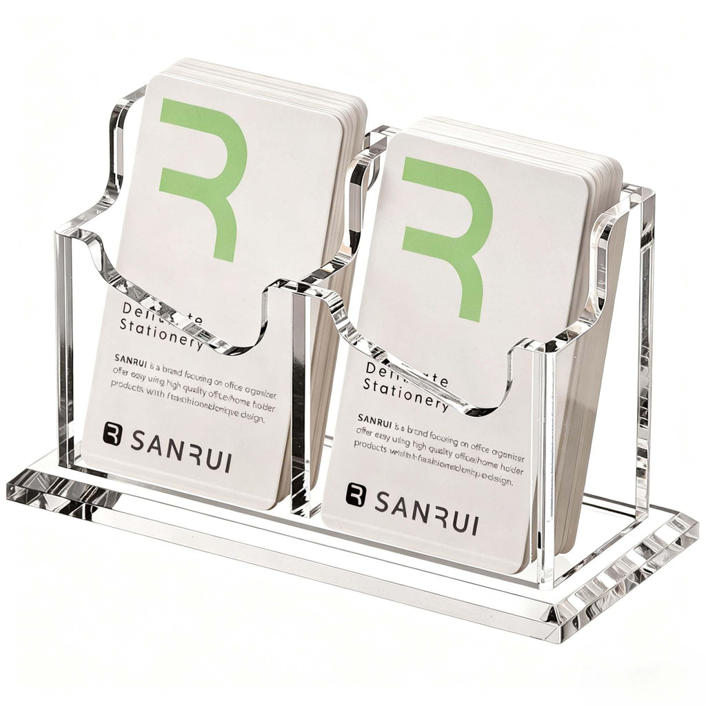 SANRUI Acrylic Business Card Holder for Desk, Clear Vertical Card Organizer