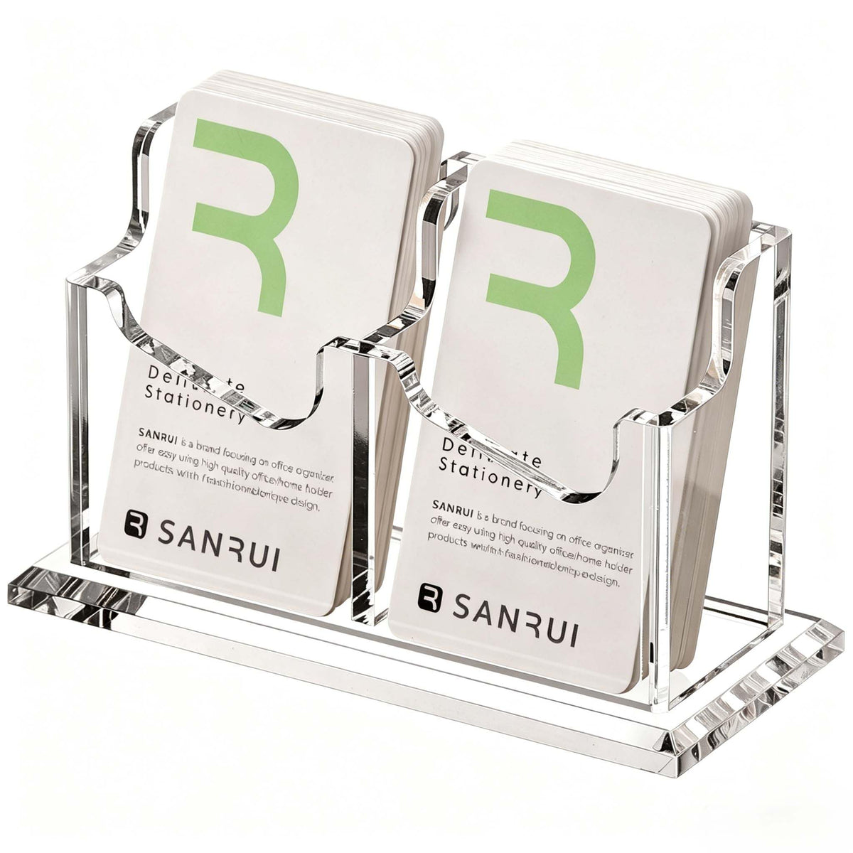 SANRUI Acrylic Business Card Holder for Desk, Clear Vertical Card Organizer