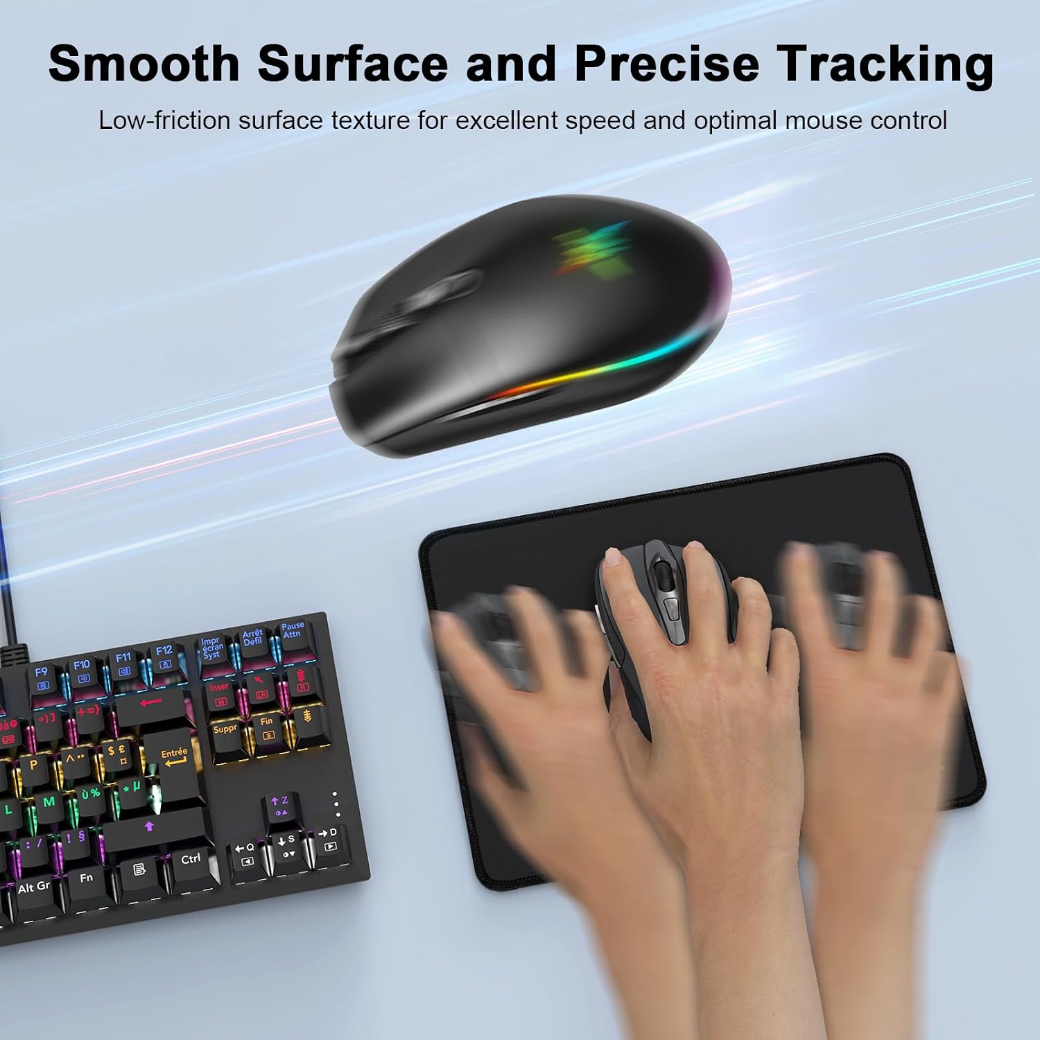 TECKNET 4 Pack Mouse Pad with Durable Anti-fray Stitching, Small Mousepad
