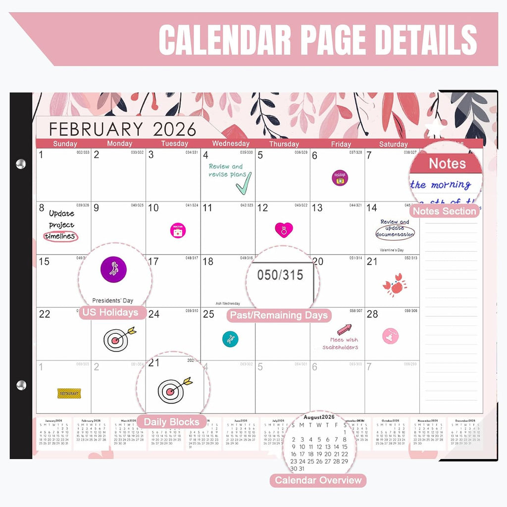 Large Desk Calendar 2026-2027,Jul 2026-Dec 2027,Gannyfer 18-Month Calendar