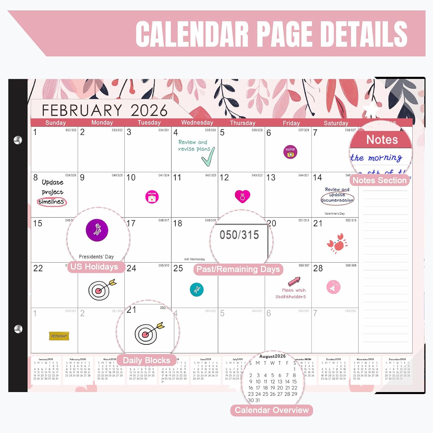 Large Desk Calendar 2026-2027,Jul 2026-Dec 2027,Gannyfer 18-Month Calendar