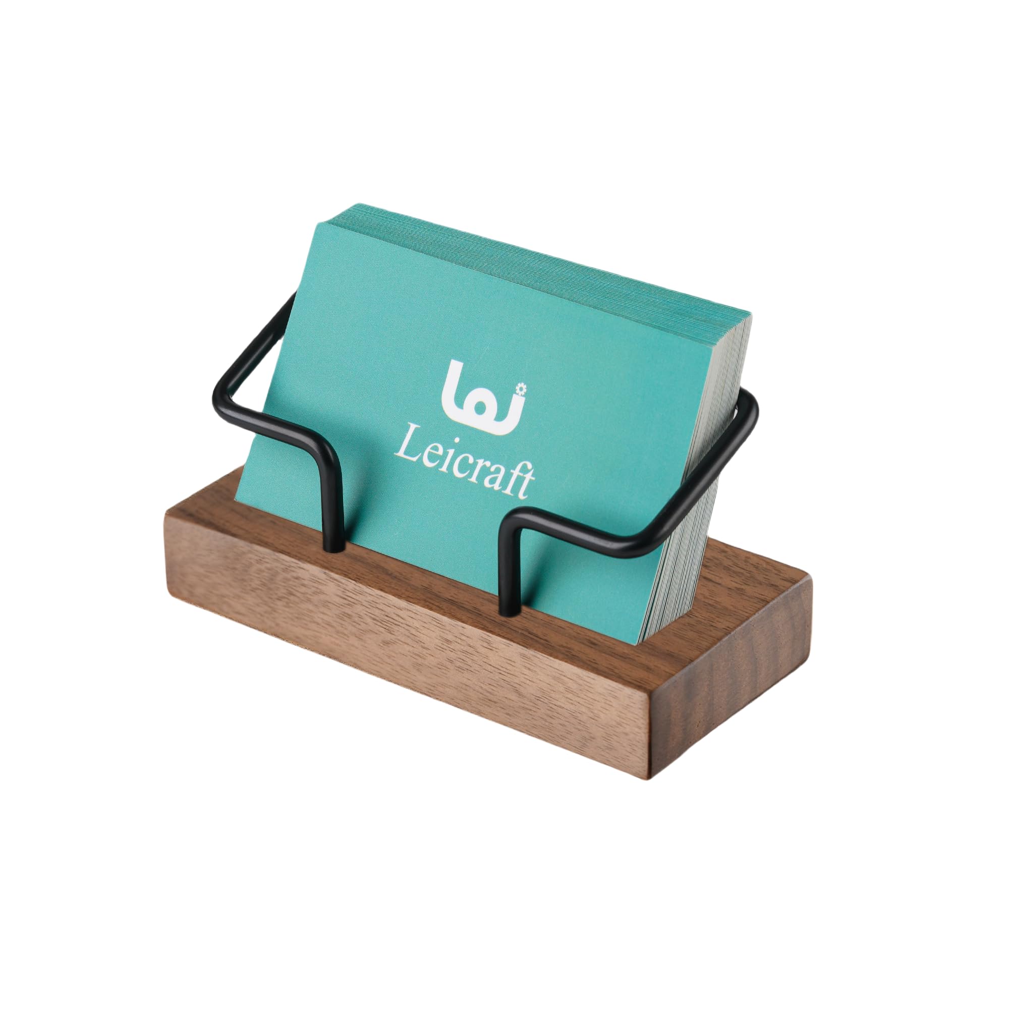 Business Card Holder for Desk, Modern Card Organizers and Office Desk Accessories for Men and Women (Walnut Golden)
