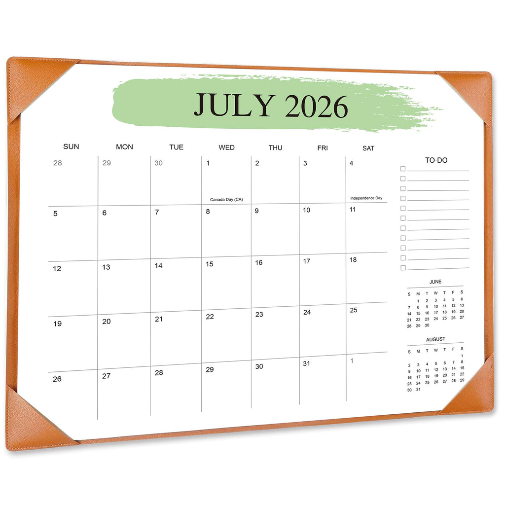 Desk Calendar 2026-2027 with Desktop Mat, 22"x17", Jul 2026-Dec 2027, Black