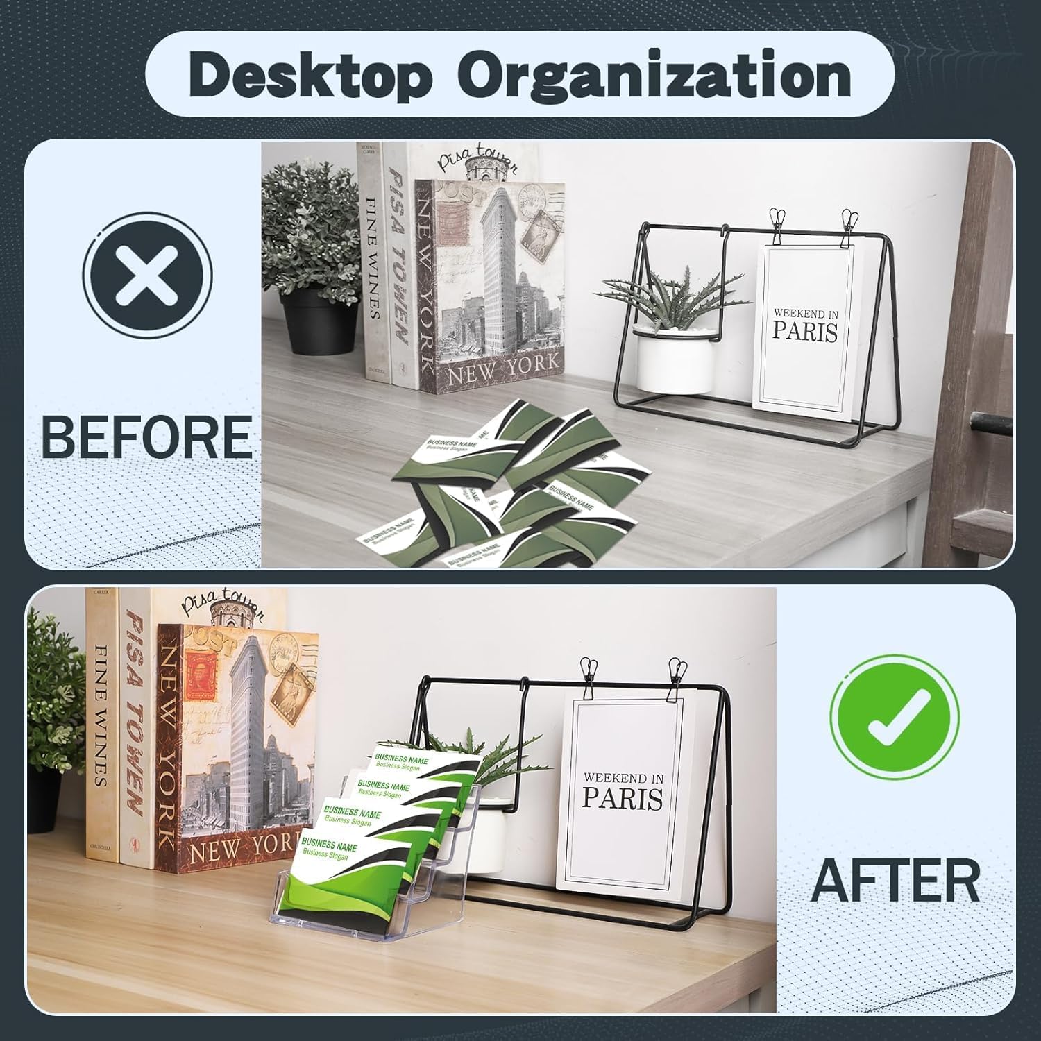 xydstay Acrylic 4-Tier Business Card Holder for Desk with 4 Pockets, 2 Pack