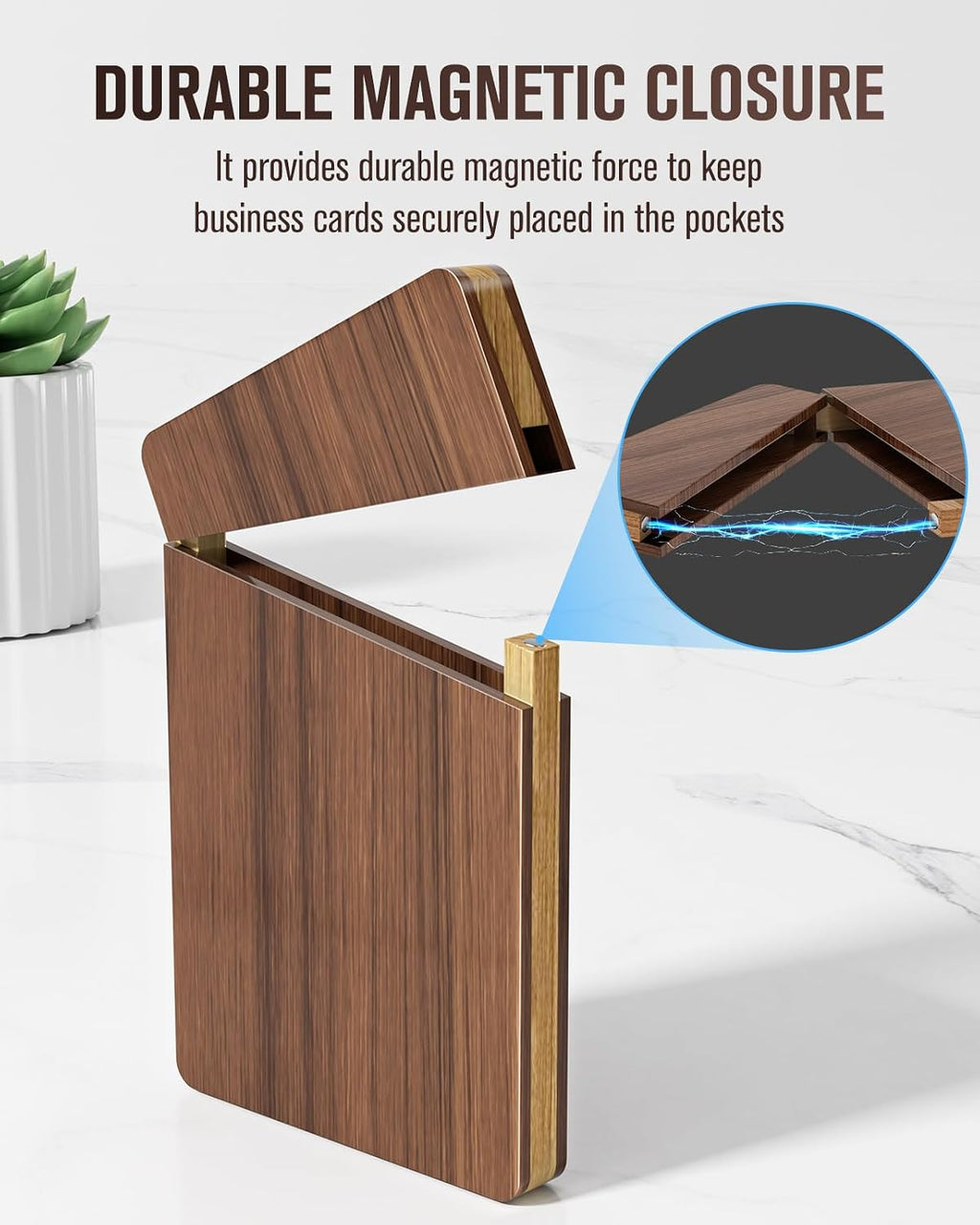 MaxGear Portable Wooden Business Card Holder