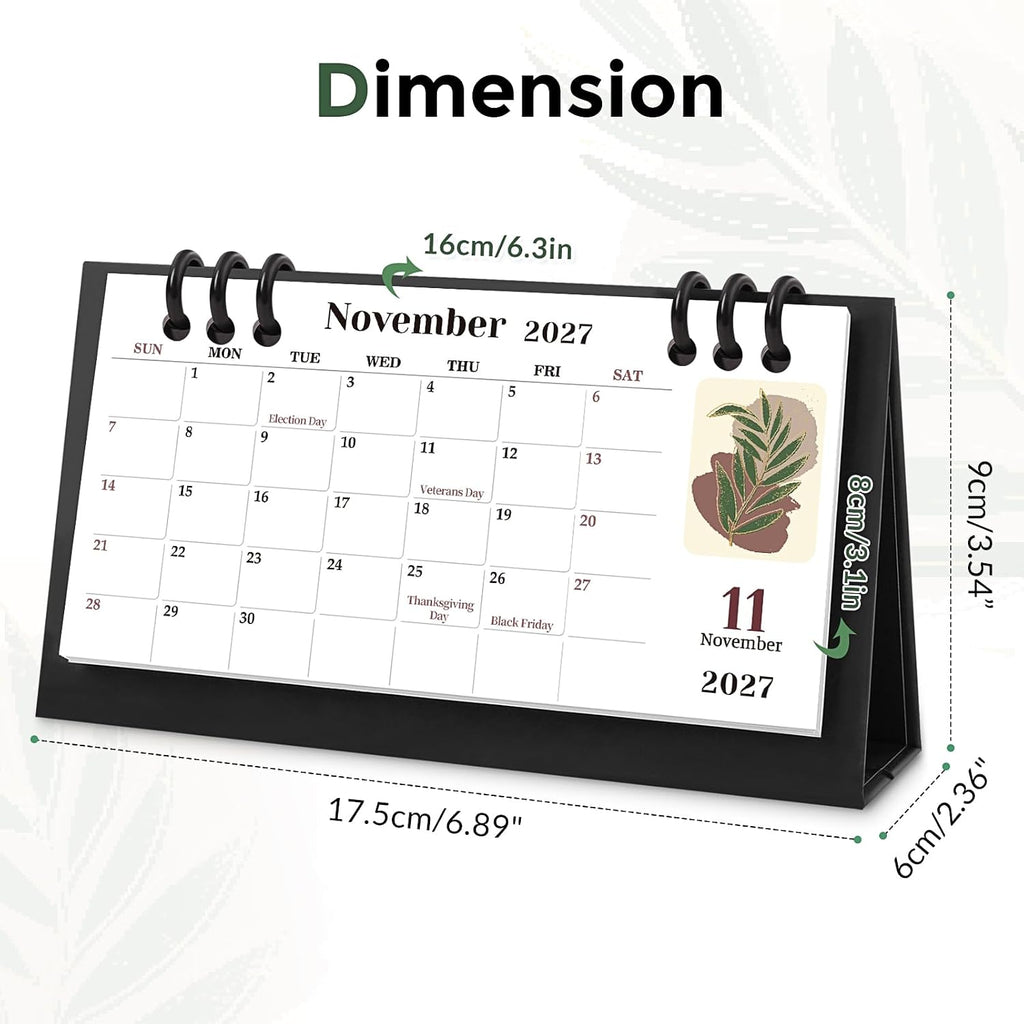 KONVINIT Small Desk Calendar 2026-2027, 6.3" x 3.1", 2026 Desk Calendar - Runs From January 2026 Until December 2027, 24 Months Mini Desktop Calendar for School, Home and Office Supplies