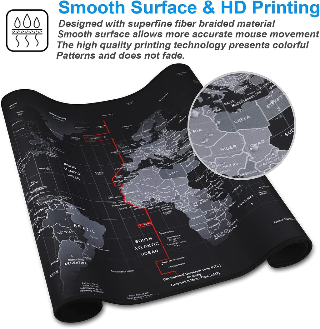 XXL Professional Large Mouse Pad & Computer Game Mouse Mat (35.4x15.7x0.1IN, Map) (90 * 40 Map)