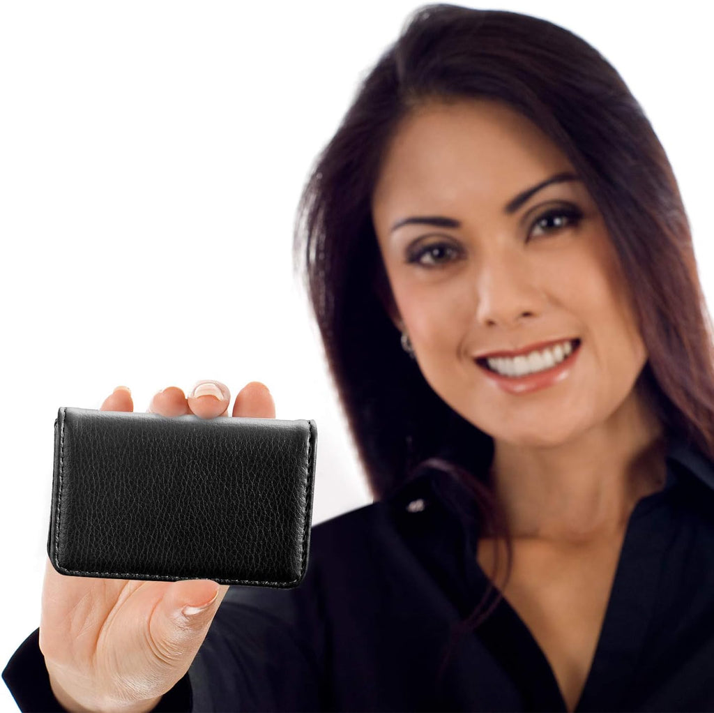 Outus 2 Pcs Business Card Holder PU Leather, Black and Coffee
