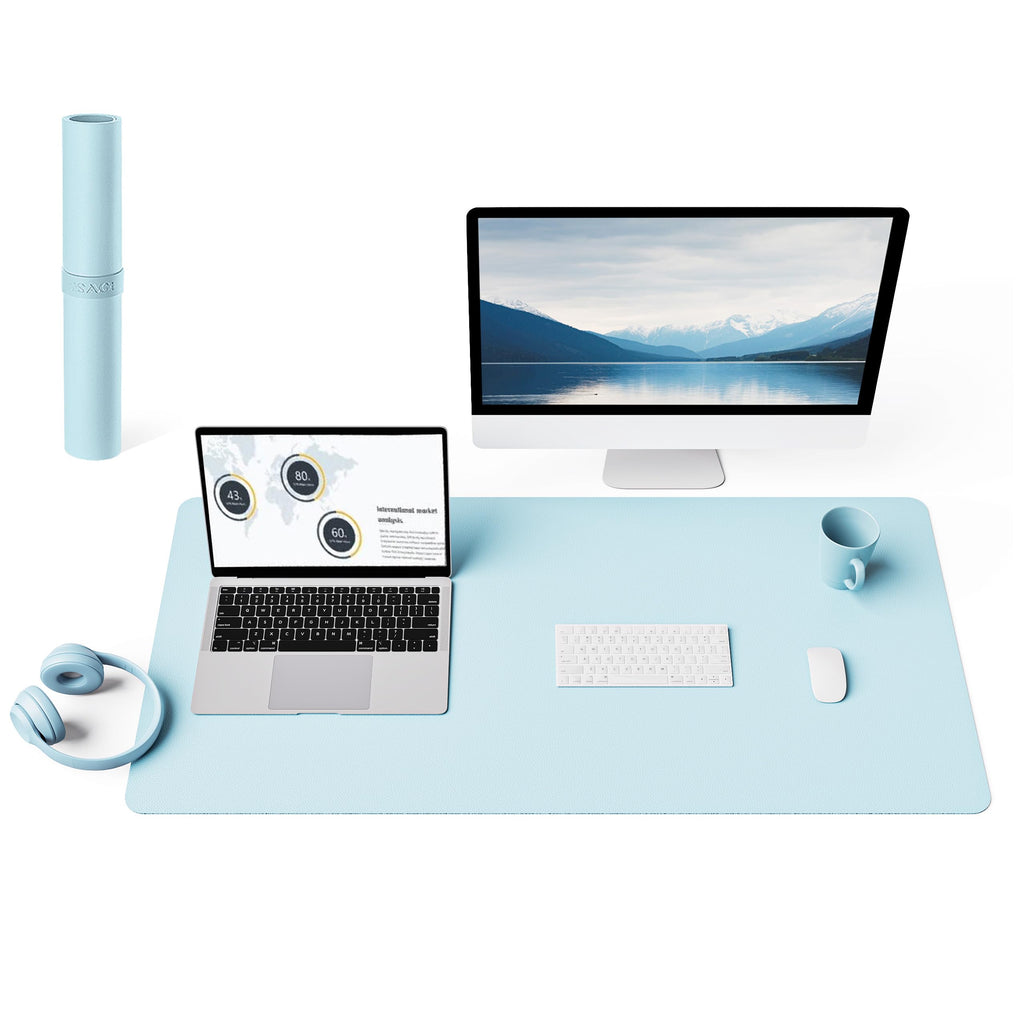 YSAGi Non-Slip Leather Desk Pad, Waterproof Laptop Computer Desk Keyboard Mat, Table Protector Blotter Mat, Large Mouse Pad for Office/Work/Home/Decor(Olive Green, 31.5" x 15.7")
