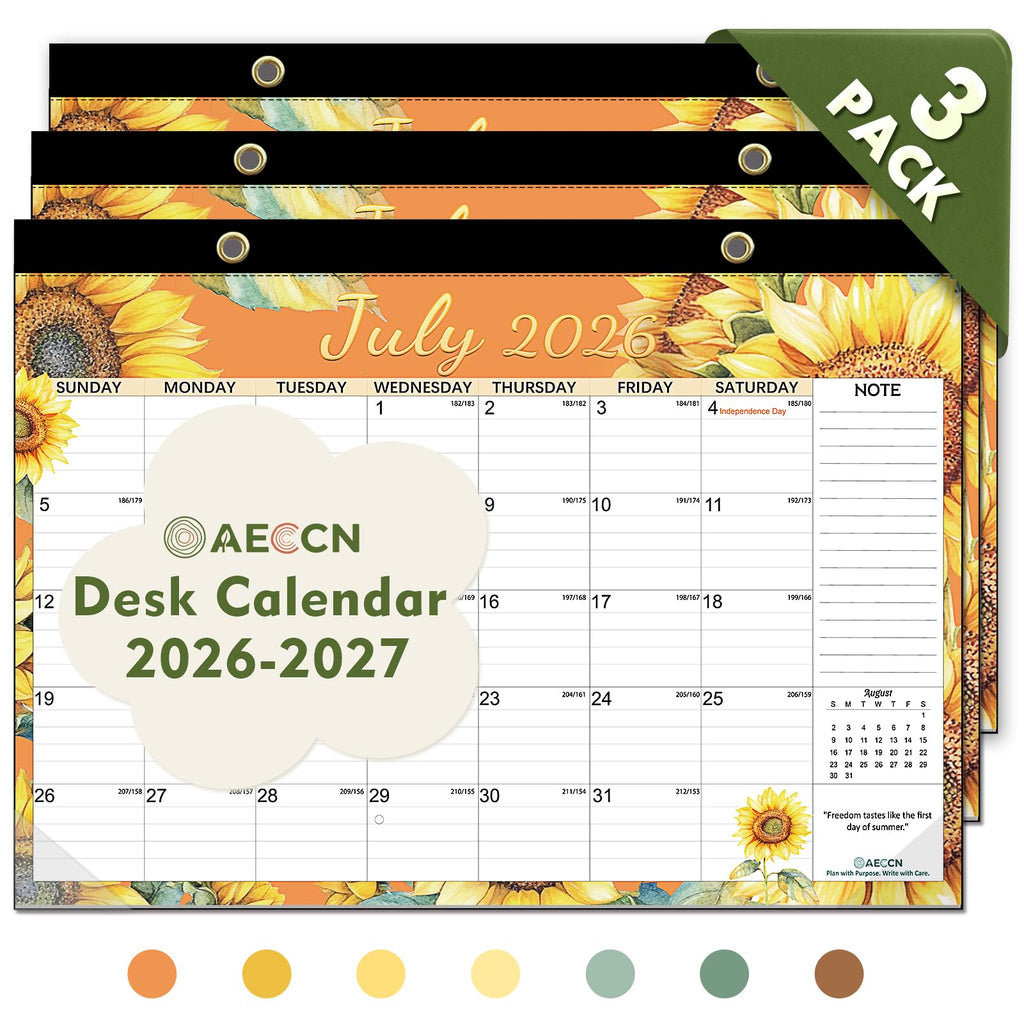 AECCN Desk Calendar 2026-2027, Jul 2026-Dec 2027, 17" x 11.4"