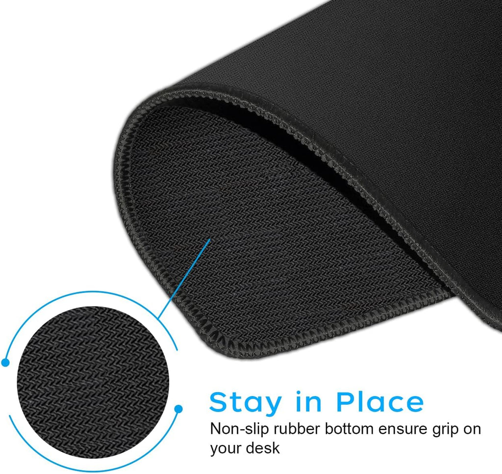 3 Pack Standard Mouse Pad with Stitched Edges, 10.3 x 8.3 in Black