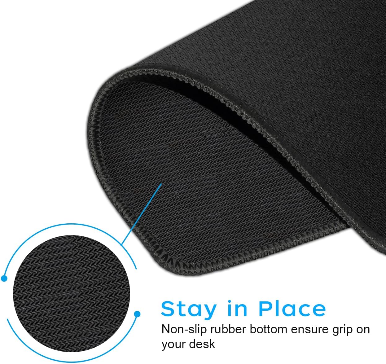 3 Pack Standard Mouse Pad with Stitched Edges, 10.3 x 8.3 in Black