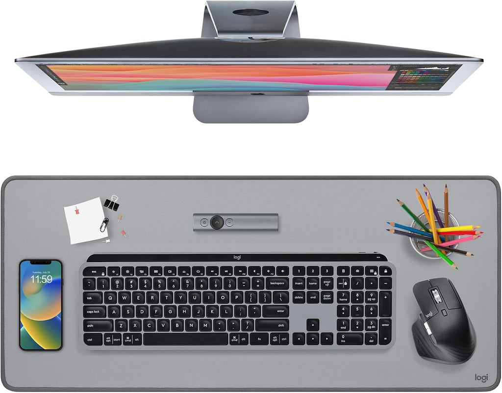 Logitech Studio Series Desk Mat Large 28x12 Inches - Mid Grey