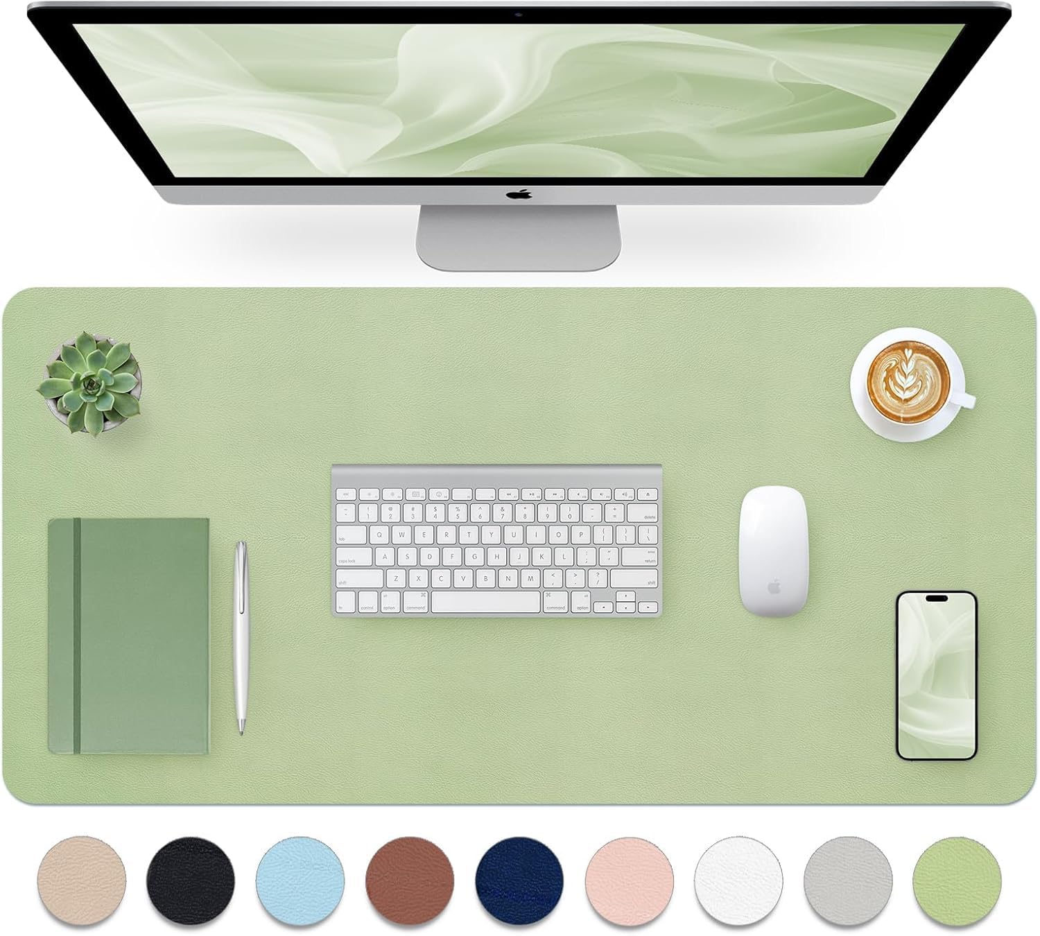 Bloss Leather Desk Pad and Keyboard Wrist Rest, Large Mouse Pad + Keyboard Pad+Mouse Wrist Support, Non-Slip Desk Mat Protector for Office, Home(31.5×15.7 Inches,Beige)