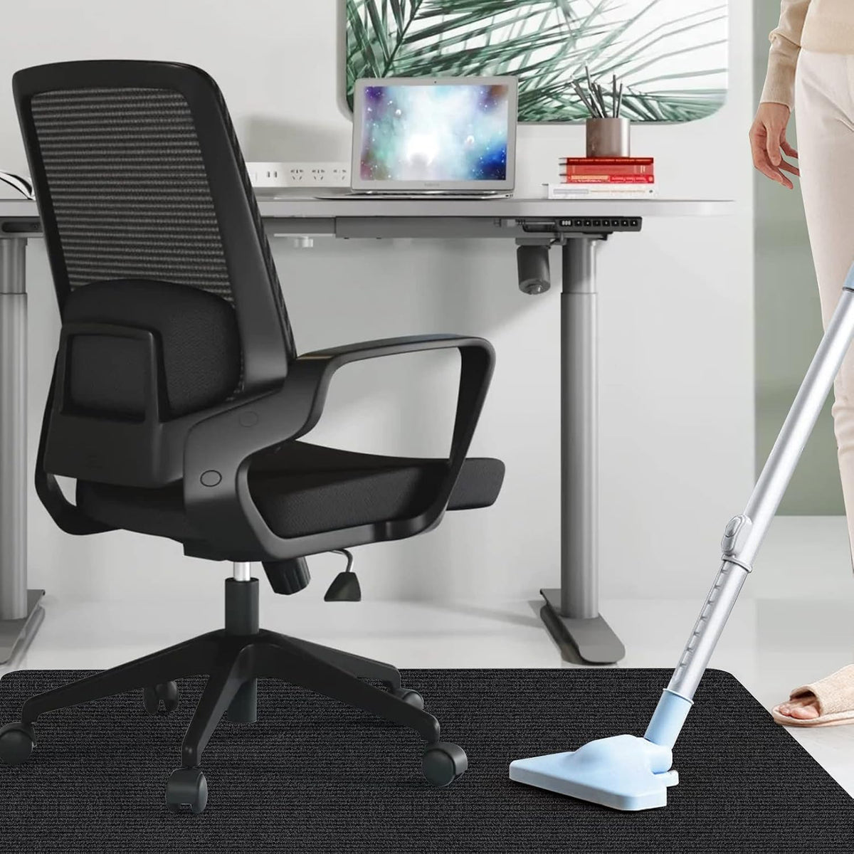Sycoodeal Office Chair Mat for Hardwood Floor,Office Computer Gaming Chair Mat for Tile Floor,Large Floor Protector Rug,Anti-Slip,Easy to Clean,Pure Black(48"x36")