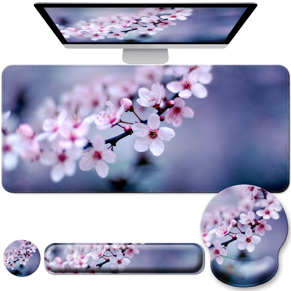 Desk Mat Set Keyboard and Mouse Pad with Wrist Rest Support