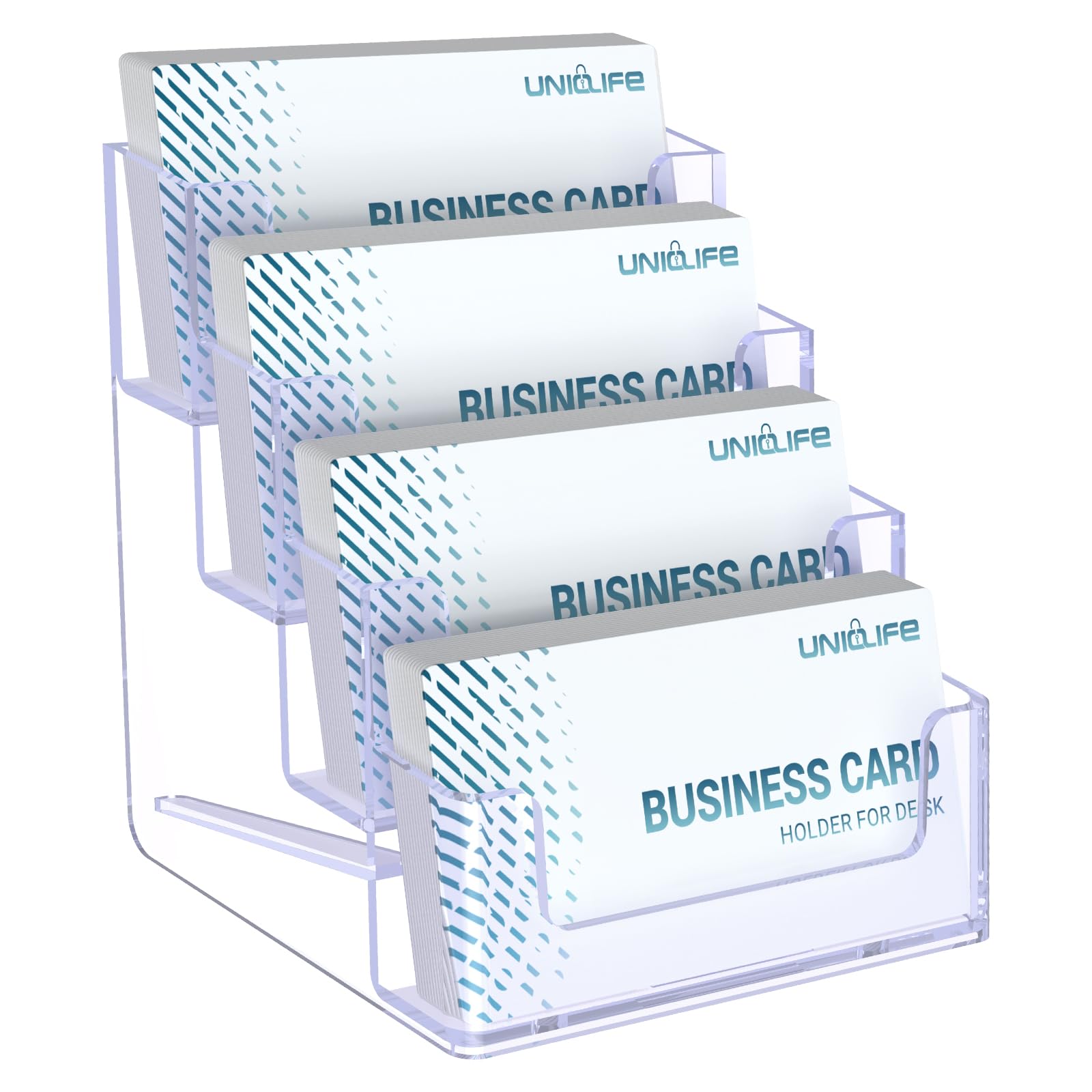Uniclife 2 Pack Acrylic Business Card Holder for Desk, 120 Card Capacity
