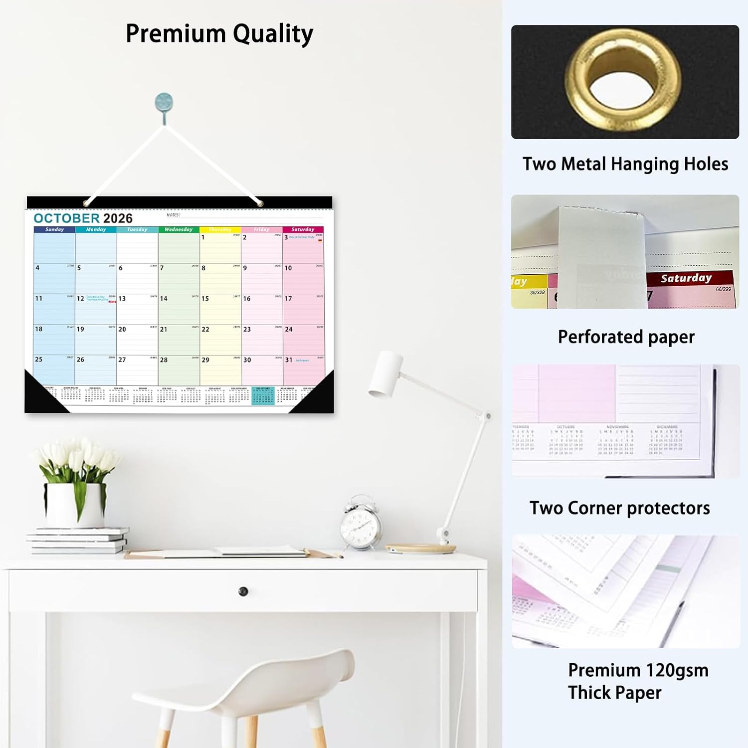 Desk Calendar 2026-2027 - 18 Month Desk Calendar july 2026-2027 Dec, 17" x 12", Large Desk Calendar with Thick Paper, Plastic Cover, Stickers, Home or Office Calendar for Easy Organizing