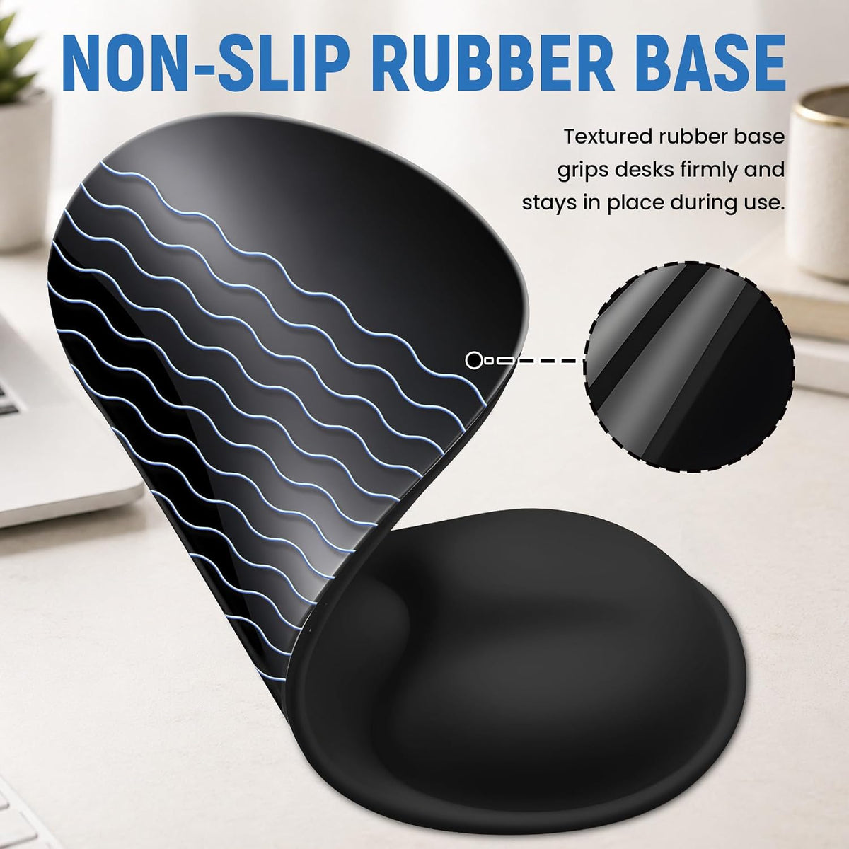 Ergonomic Mouse Pad with Wrist Rest, Gel Wrist Support, Black
