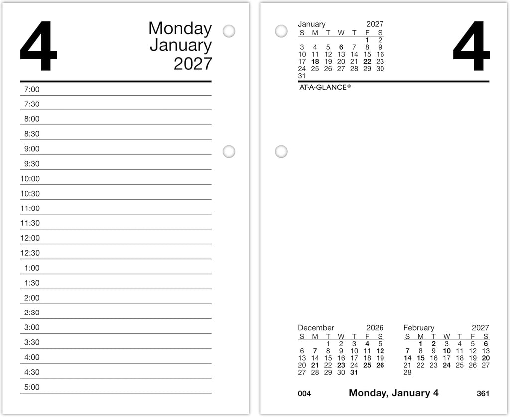 AT-A-GLANCE 2027 Desk Calendar Refill, Daily Desk Pad Refill, 3.5" x 6", Standard, Loose-Leaf, Recycled (E717R5027)