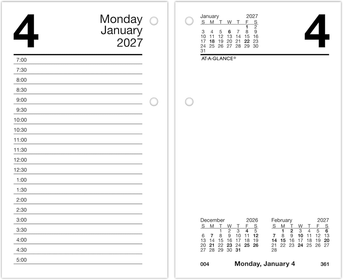 AT-A-GLANCE 2027 Desk Calendar Refill, Daily Desk Pad Refill, 3.5" x 6", Standard, Loose-Leaf, Recycled (E717R5027)