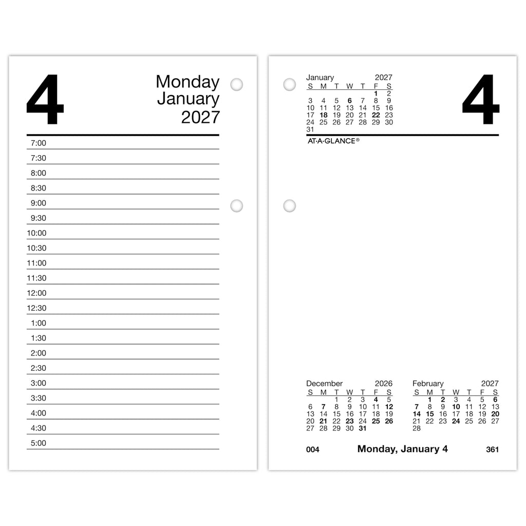 AT-A-GLANCE 2027 Desk Calendar Refill, Daily Desk Pad Refill, 3.5" x 6", Standard, Loose-Leaf, Recycled (E717R5027)
