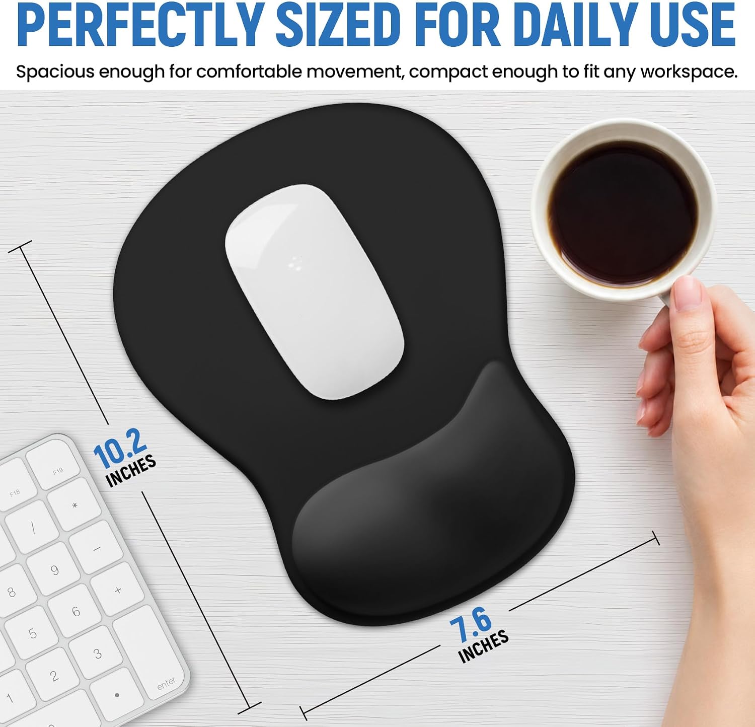 Ergonomic Mouse Pad with Wrist Rest, Gel Wrist Support, Black