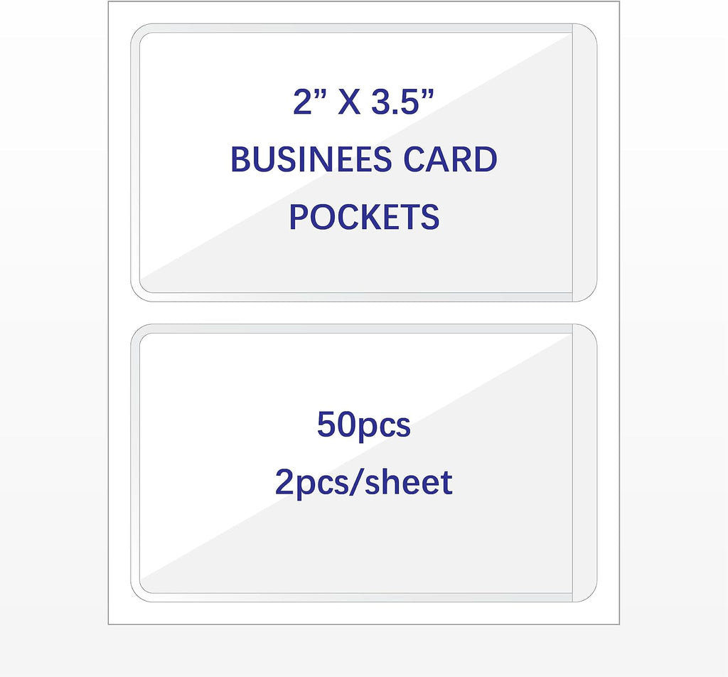 IMAGAME Clear Adhesive Business Card Pockets, 50 Pack
