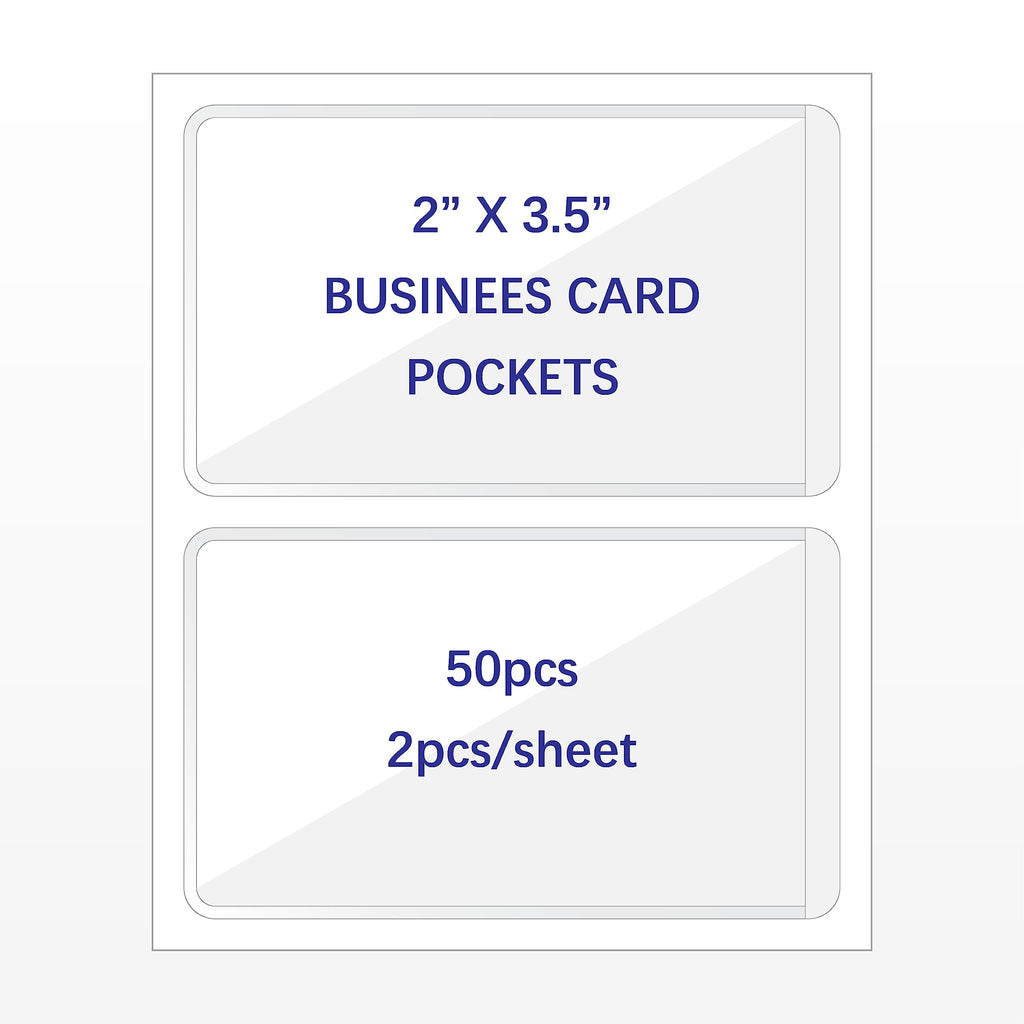 IMAGAME Clear Adhesive Business Card Pockets, 50 Pack