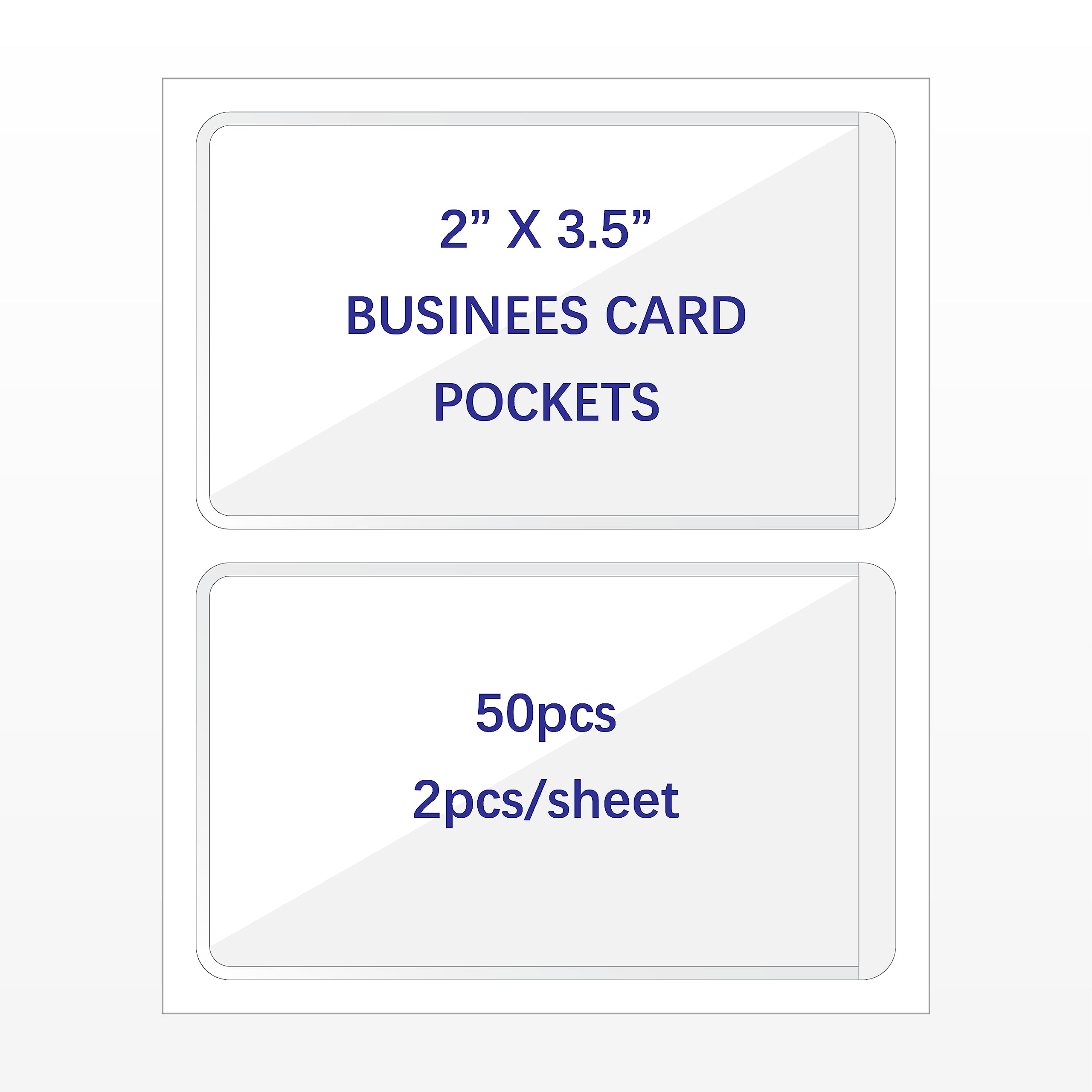 IMAGAME Clear Adhesive Business Card Pockets, 50 Pack