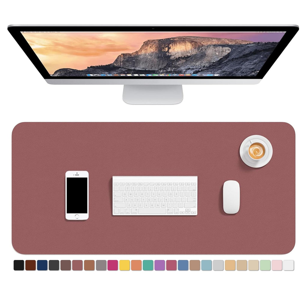 Hsurbtra Desk Pad, 30" x 14" PU Leather Desk Mat, XL Extended Mouse Pad, Waterproof Desktop Blotter Protector, Non-Slip Ultra Thin Large Laptop Keyboard Writing Mat for Office Home, Pink