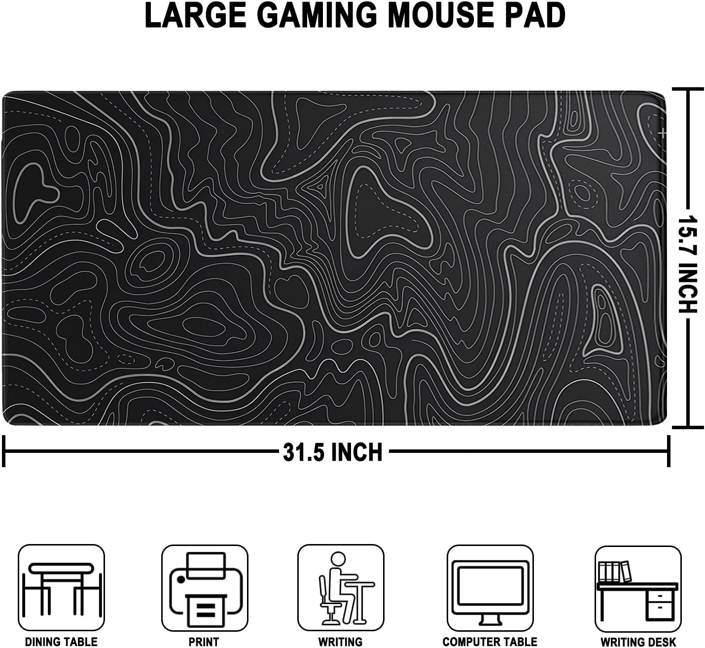 Large Gaming Mouse Pad, Waterproof Extra Large Mousepad with Stitched Edges