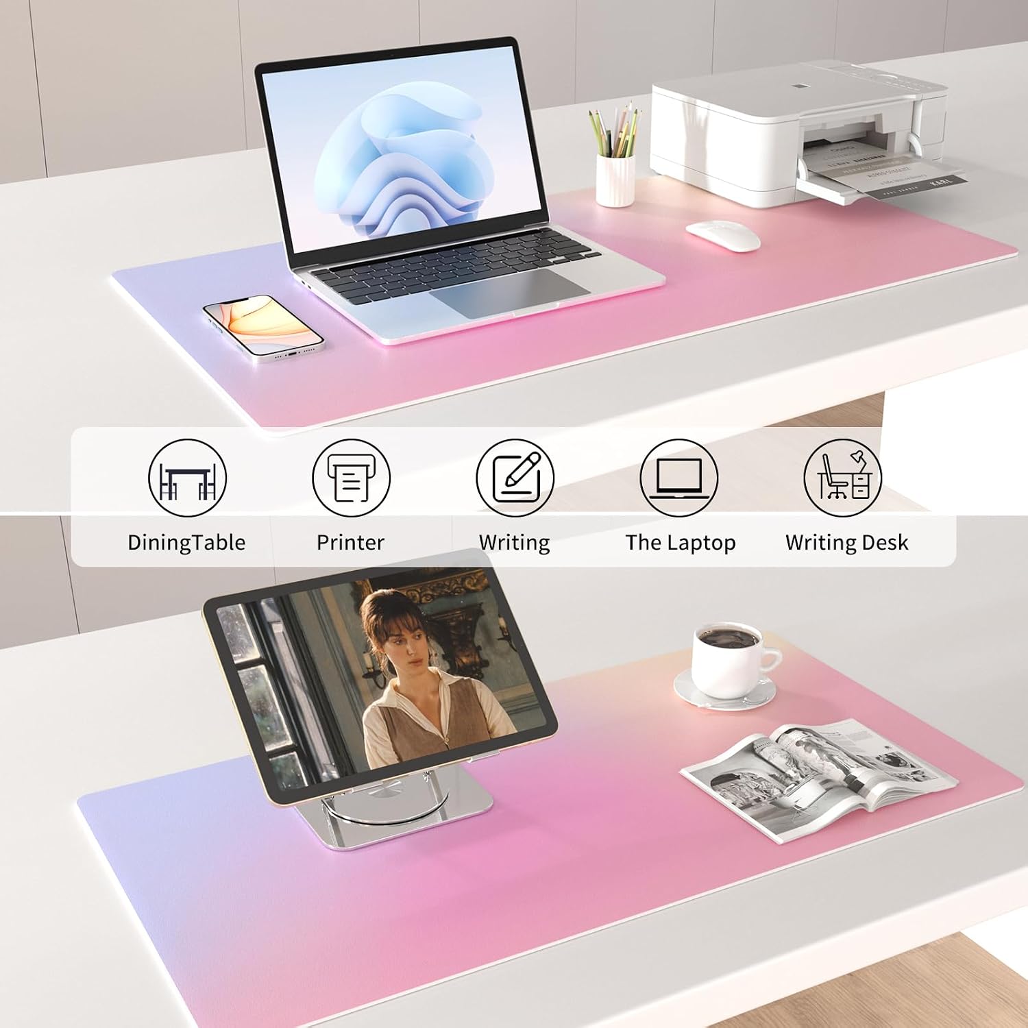 Colorful Star Large Mouse Pad Pink Aesthetic, 31.5 x 15.7 in