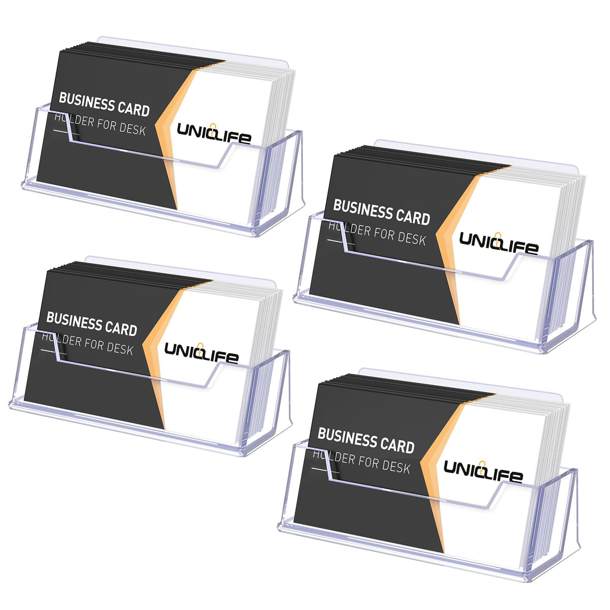 Uniclife 2 Pack Acrylic Business Card Holder for Desk, 120 Card Capacity