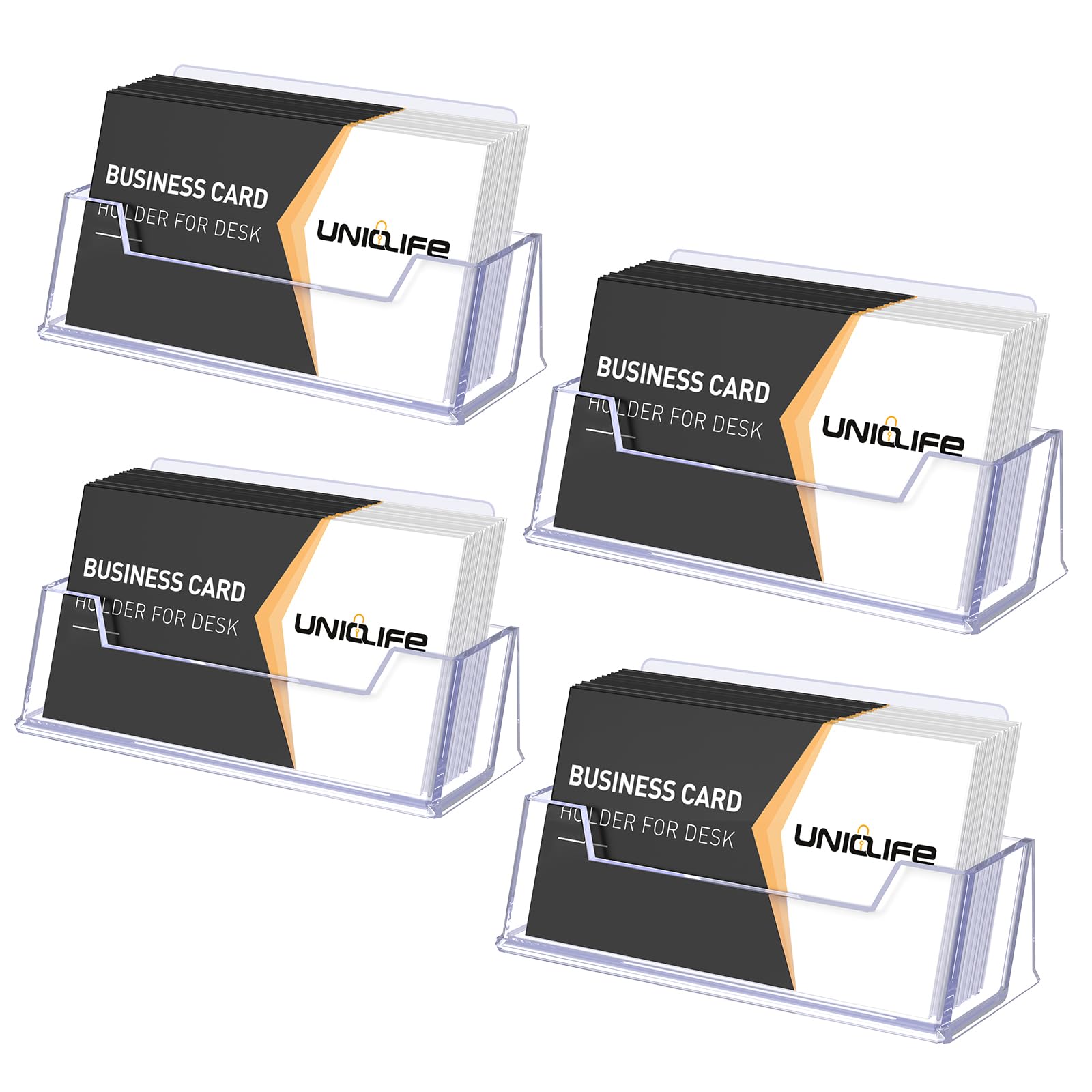 Uniclife 2 Pack Acrylic Business Card Holder for Desk, 60 Card Capacity