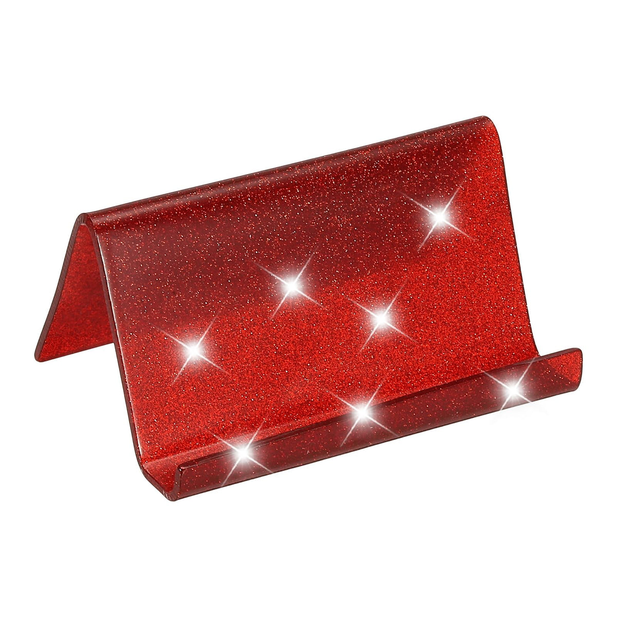 PATIKIL Business Card Holder for Desk, Acrylic Business Card Holders Shine Card Stand Organizer Cards Display for Office Exhibition, Pink
