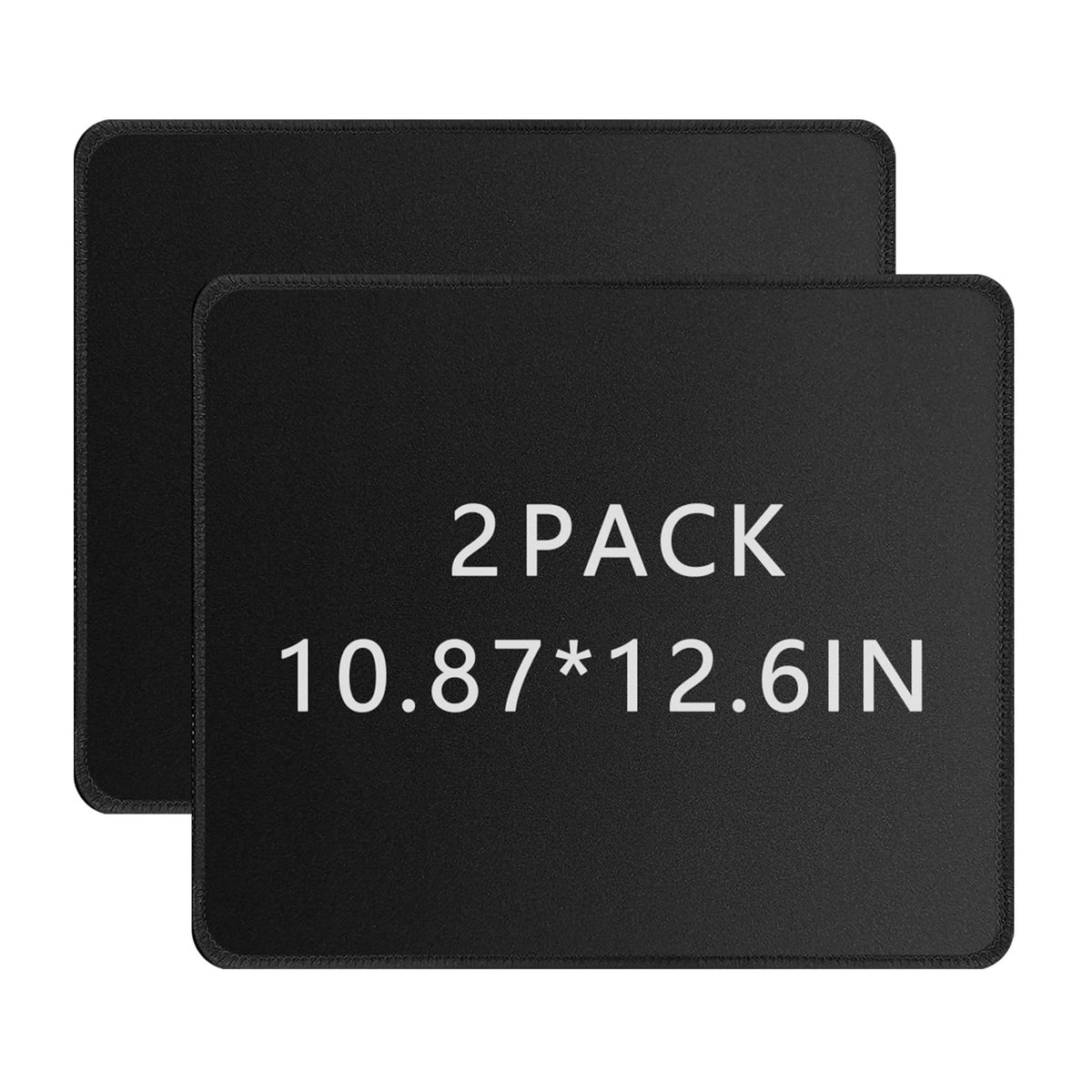 12 PCS Black Mouse pad Bulk with Stitched Edge,10.2x8.3inches 3mm Thickness Premium Textured Non-Slip Rubber Base Washable for Office and Home Use
