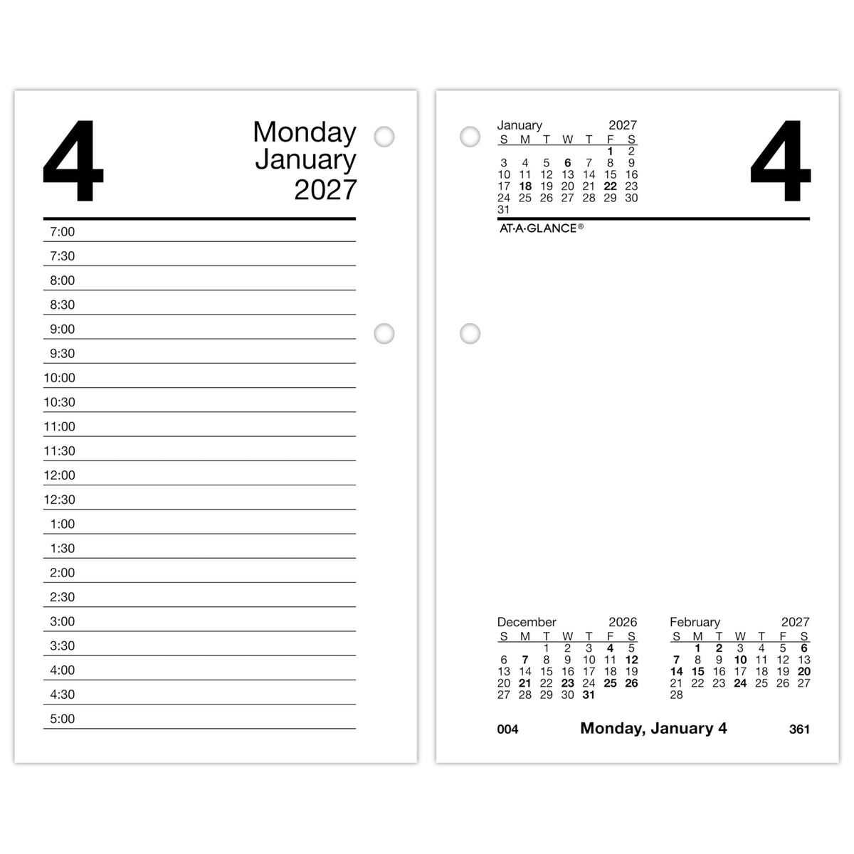 AT-A-GLANCE 2027 Desk Calendar Refill, Daily Desk Pad Refill, 3.5" x 6", Standard, Loose-Leaf, Recycled (E717R5027)