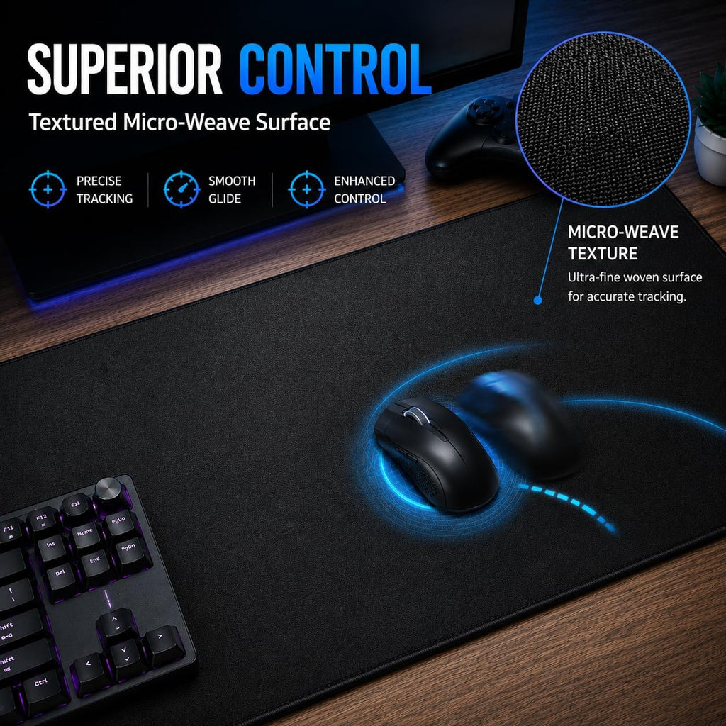 KTRIO Large Gaming Mouse Pad Desk Mat for Gamer, 31.5" x 11.8", Black, XL