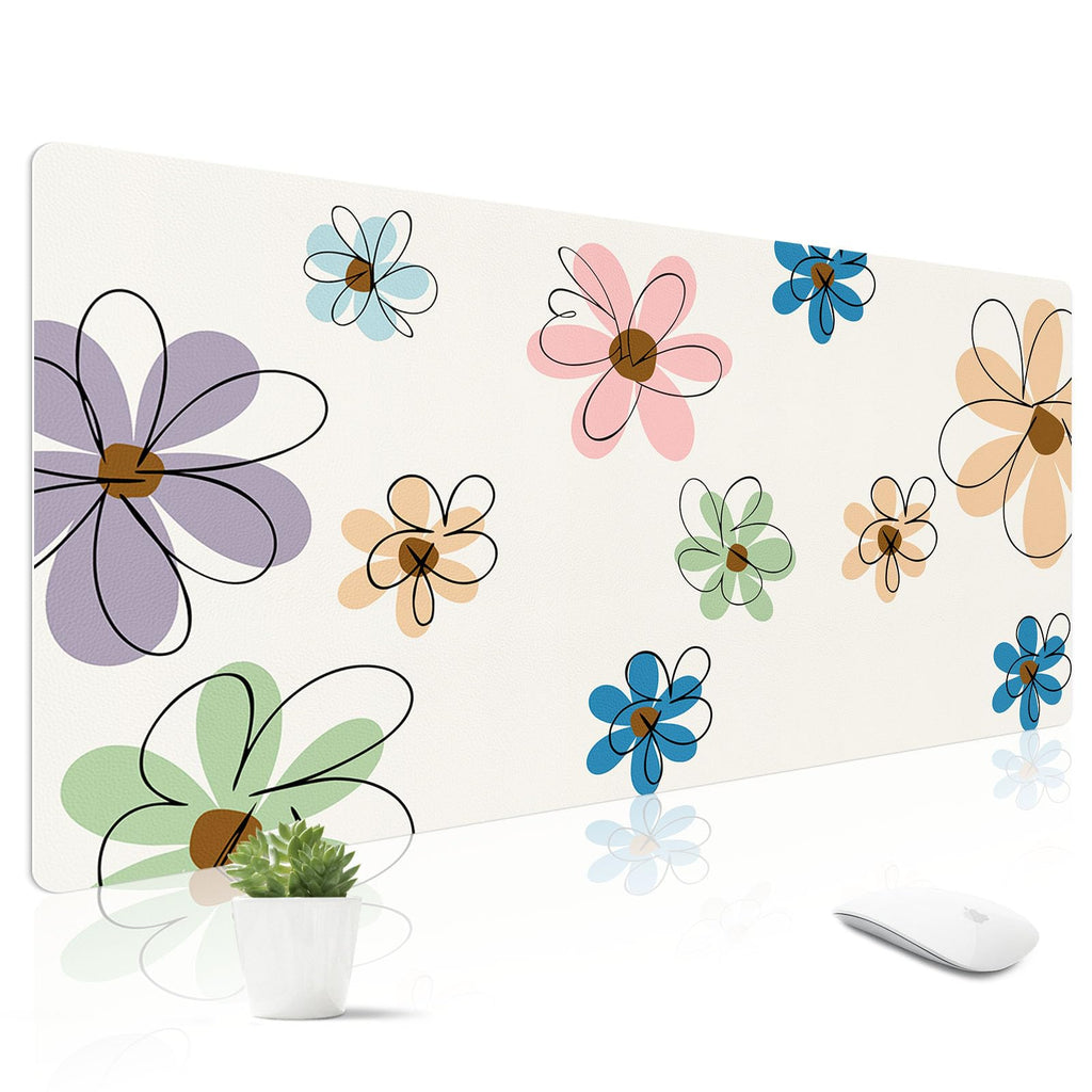 Leather Desk Mat for Keyboard, Extra Large Mouse Pad, Leopard