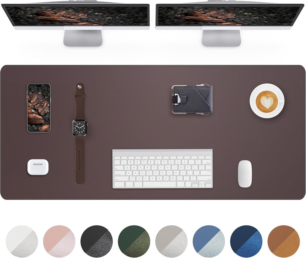 AFIING Large Desk Mat 55" x 24" - PU Leather Desk Pad Protector, Waterproof Non-Slip Extended Mouse Pad for Office Desk, Keyboard, Laptop and Home Workspace (Black)