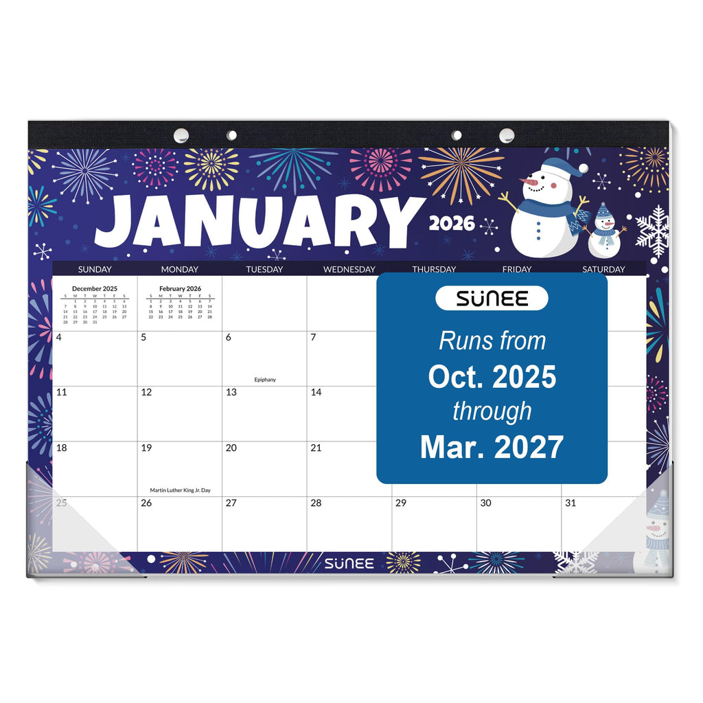 SUNEE Desk Calendar 2026-2027, 17" x 12", 18 Month Calendar Jul. 2026 - Dec. 2027, Calendar 2026-2027 With Notes, for Planning, Organizing in Family, School or Office, Cute