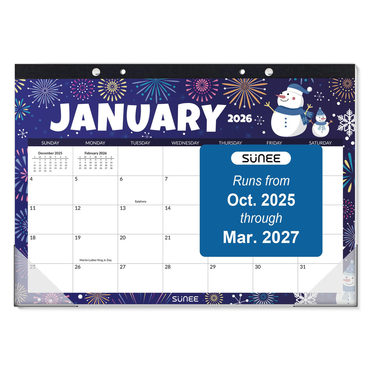 SUNEE Desk Calendar 2026-2027, 17" x 12", 18-Month Monthly Desk Calendar from Jul. 2026 - Dec. 2027, Academic Desk Calendar for Teacher, School, Seasons Color