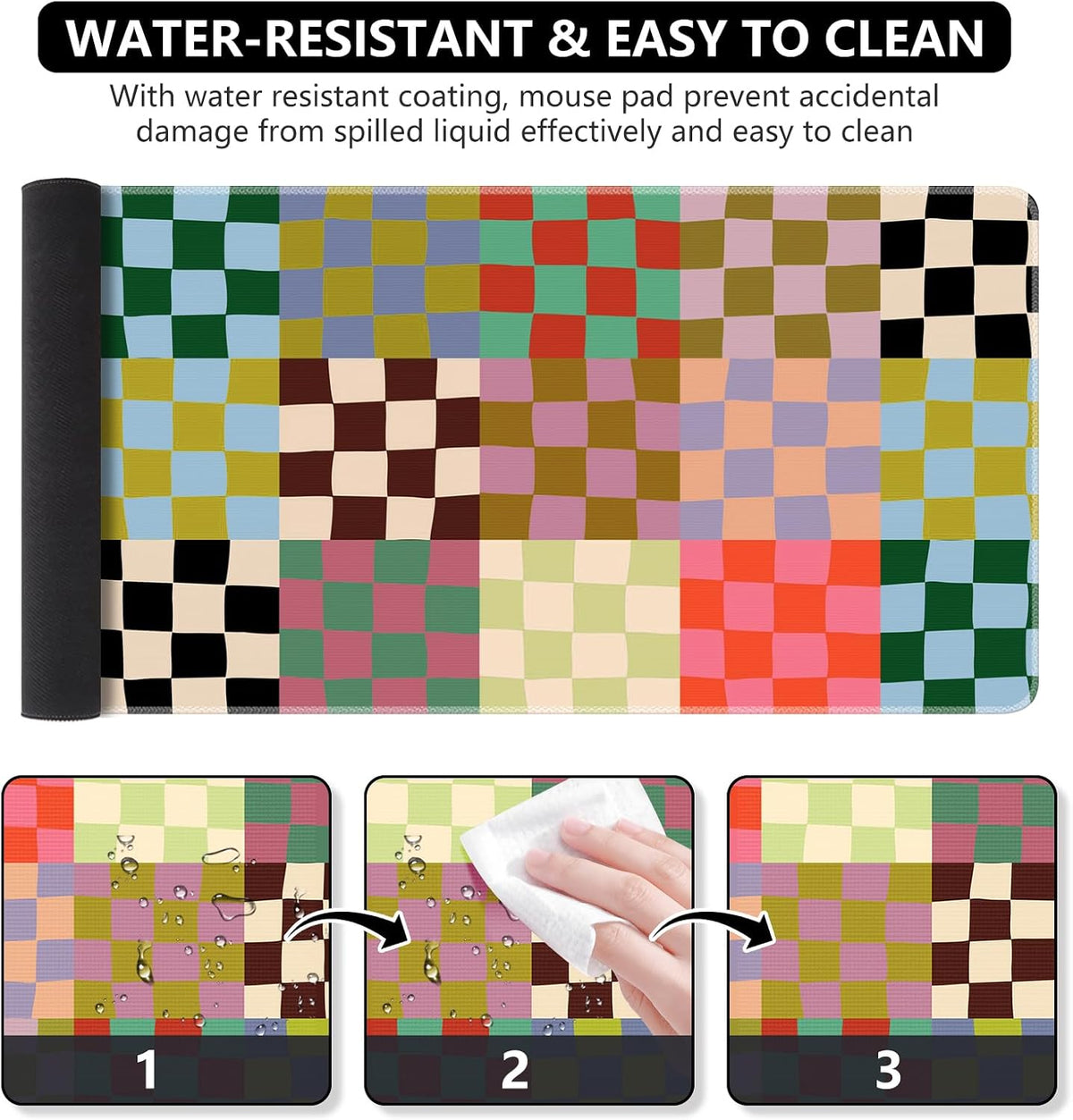 iCasso Desk Mat,Cute Desk Cover for Women,35.4x15.7in,Checkered