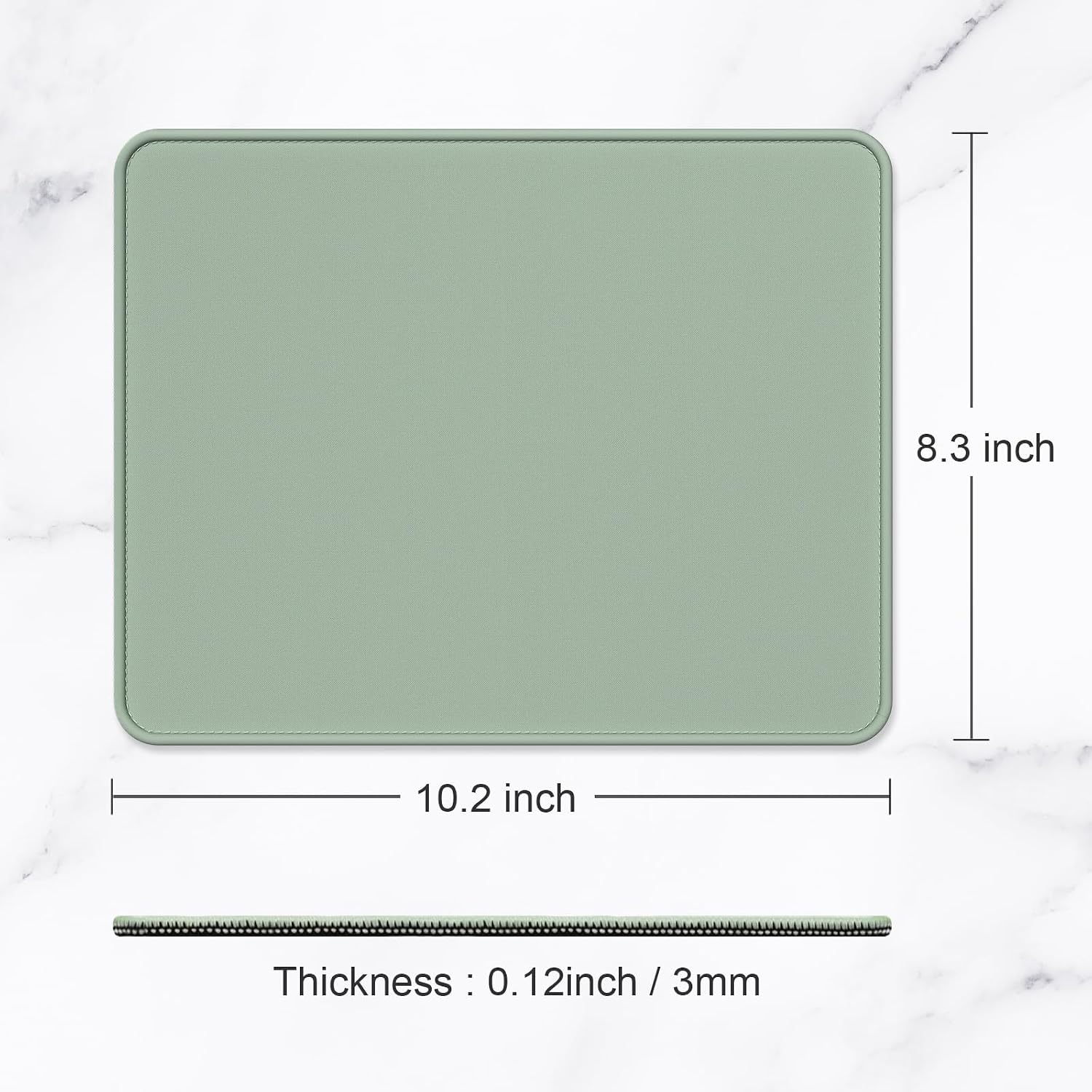 Hsurbtra Mouse Pad, Premium-Textured Square Mousepad 10.2 x 8.3 Inch, Stitched Edge Anti-Slip Waterproof Rubber Pretty Cute Computer Mat for Office Gaming Laptop Women Kids Sage Green