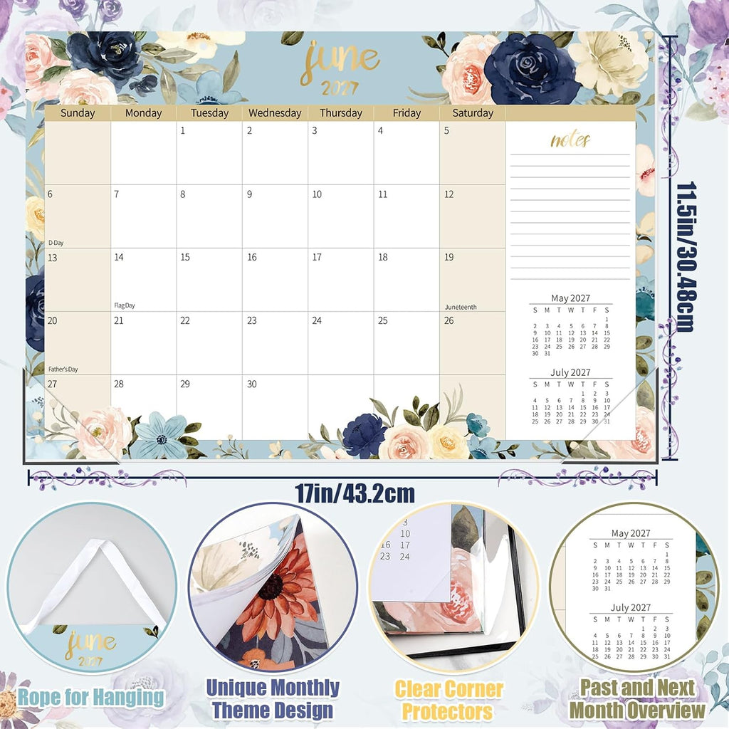 Guasslee Desk Calendar 2026-2027, 19 Month Jun 2026-Dec 2027, 17" X 11.5"