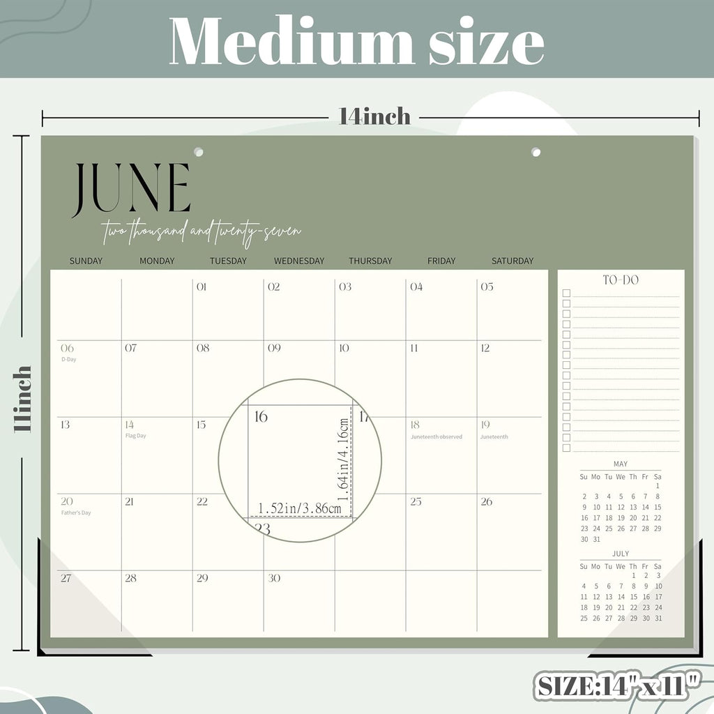 GuassLee Desk Calendar 2026-2027, 19 Months (Jun 2026-Dec 2027), 14" x 11"