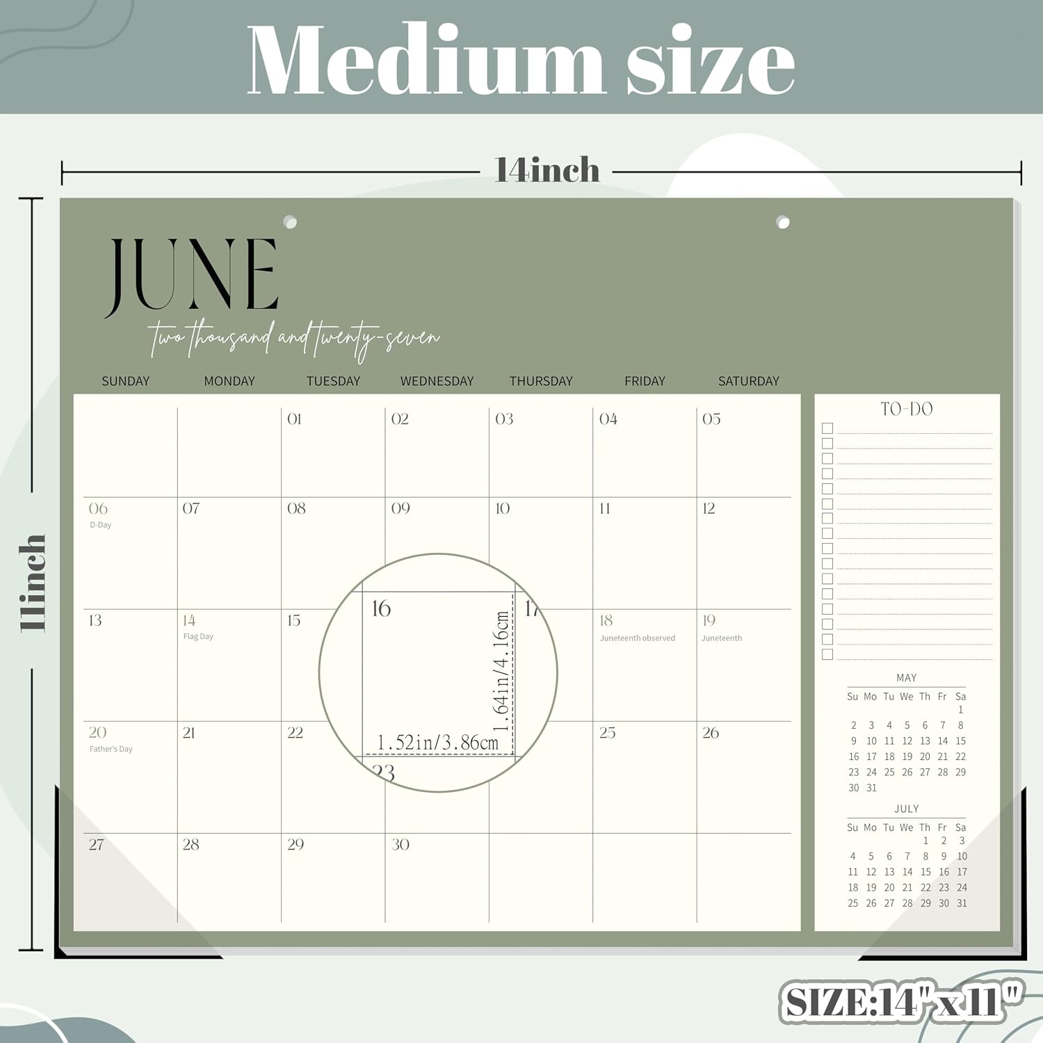 GuassLee Desk Calendar 2026-2027, 19 Months (Jun 2026-Dec 2027), 14" x 11"
